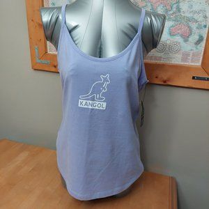 Kangol Spaghetti Top Camisole Lavender Purple Graphic White Logo Cotton Size XL